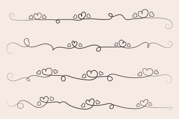 Calligraphy Hearts Swirls Love Flourish Graphics