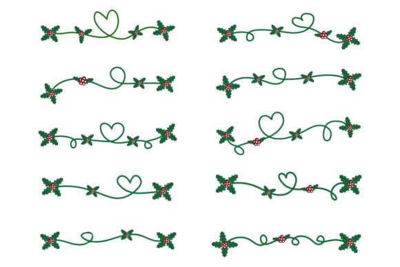 Christmas Flourish Swirl Holly Ornament Graphics