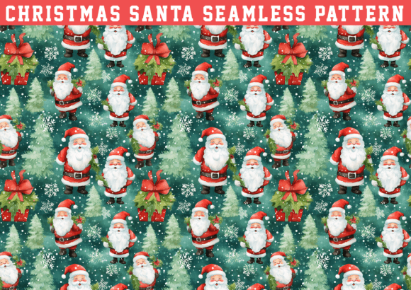 Christmas Santa Seamless Pattern Graphics & Patterns
