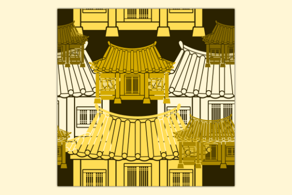 Dark Front Korean Hanok Seamless Pattern Review