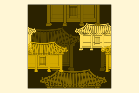 Dark Front Korean House Seamless Pattern Graphics