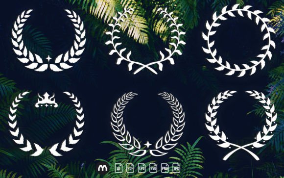 Decorative Paper Cut Laurel Wreath SVG for Graphics