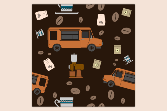 Mobile Coffee Shop Dark Seamless Pattern Graphics