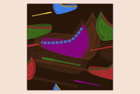 Native American Canoe Dark Pattern: Graphics & Patterns