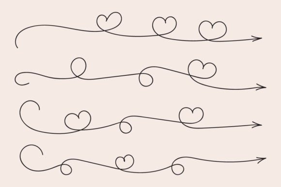 One Line Heart Arrow Graphics & Decorative Elements