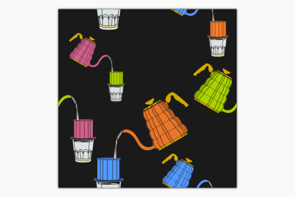 Pour Water Vietnam Coffee Dark Pattern Graphics