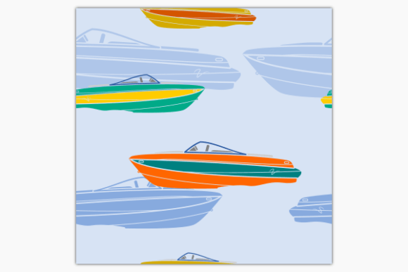 Seamless Pattern of Side Bowrider Boat Graphics