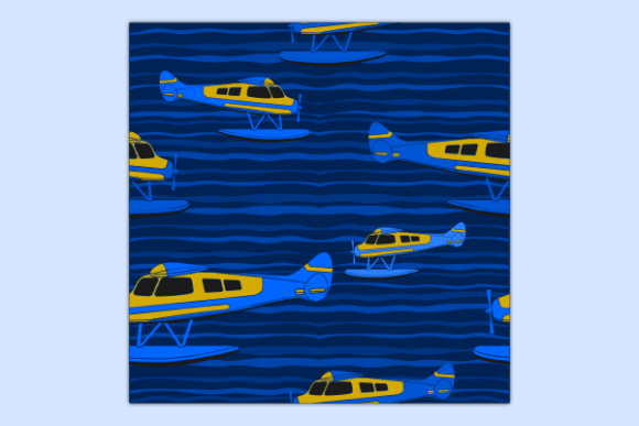 Side View Pontoon Plane Dark Pattern Graphics