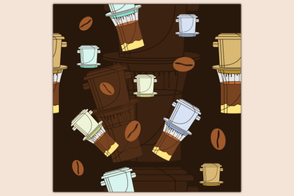 Vietnamese Coffee Brewing Dark Pattern Graphics & Patterns