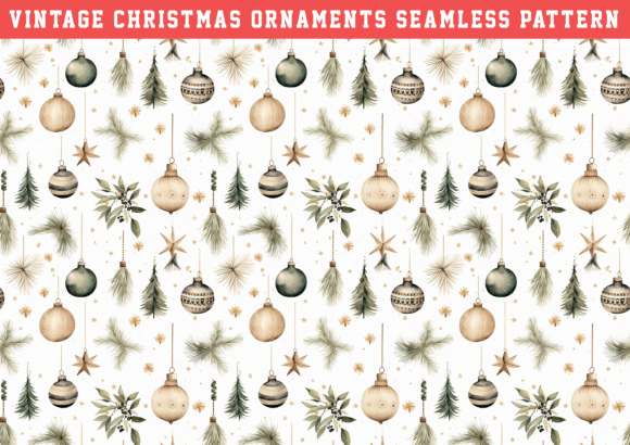 Vintage Christmas Ornament Seamless Graphics & Patterns