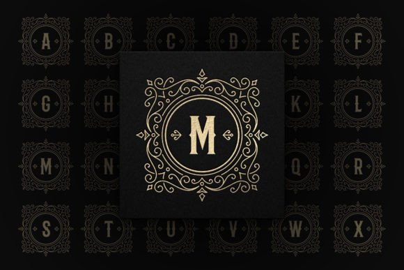 Vintage Monogram Ornament Alphabet Set for Graphics & Logos